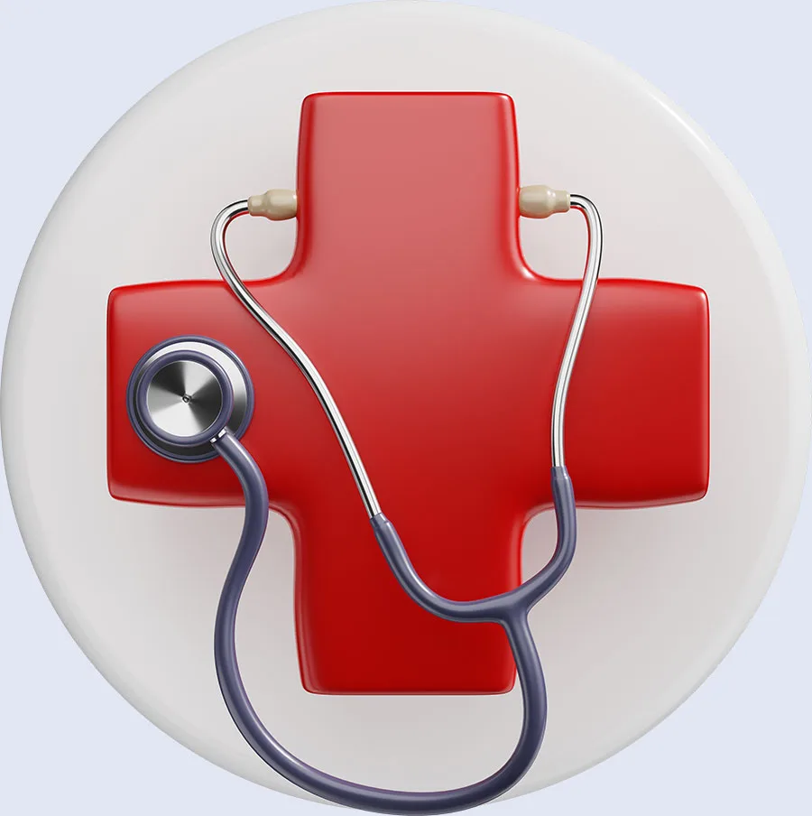 Red cross with stethoscope